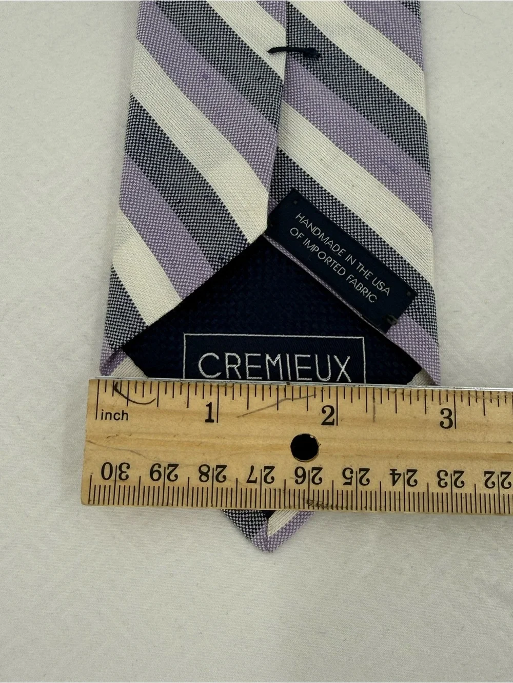 Daniel Cremieux Lavender, Gray and Cream Striped Tie
